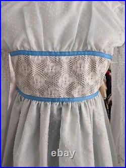 Vintage 70's Sears Gunne Sax Style Light Blue Lace Prairie Maxi Dress Sz XS 0/2