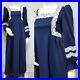 Vintage 70s Gunne Sax Style Blue Knit White Lace Trim Prairie Maxi Dress XS/S