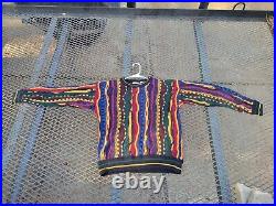 Vintage Biggie Cosby Style Sweater Textured Multi Color Large