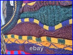 Vintage Biggie Cosby Style Sweater Textured Multi Color Large