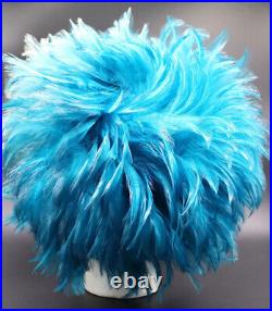 Vintage Blue Feather Hat Showgirl Style Headpiece