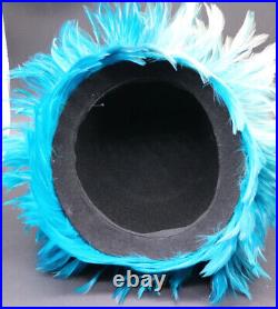 Vintage Blue Feather Hat Showgirl Style Headpiece