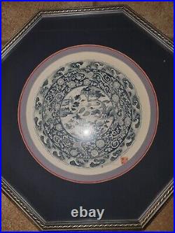 Vintage Bombay Company Blue And White Plates Ming Dynasty Style Deer and Swan