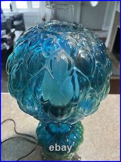 Vintage Boudoir Lamp Blue Turquoise Glass Table Lamp French Victorian Style Lamp
