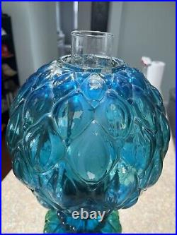 Vintage Boudoir Lamp Blue Turquoise Glass Table Lamp French Victorian Style Lamp