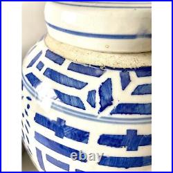 Vintage Chinese Kangxi Style Blue and White Porcelain Ginger Jar a Pair
