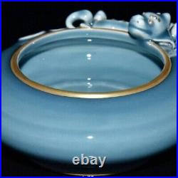 Vintage Chinese Qing Style Mysterious Blue Glazed White Enamel Porcelain Bowl