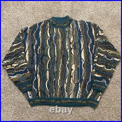 Vintage Coogi Style Sweater XL Blue Green Kapital Australia Knit Wool Acrylic