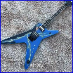 Vintage Electric Guitar Lightning Style Blue Nitro Finish Relic Black FR Bridge