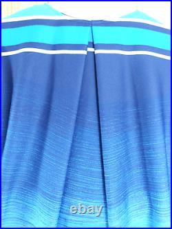 Vintage Georgie Keyloun Maxi Dress Blue Ombre Style V Neck Built in Strap Medium