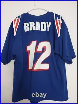 Vintage Logo Athletics NFL Tom Brady Patriots #12 90s Style Blue Jersey Large