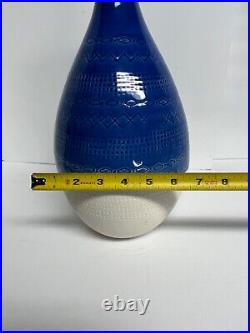 Vintage MCM Blue Bitossi Style Ceramiche Tadinate Italian 15 Pottery Vase