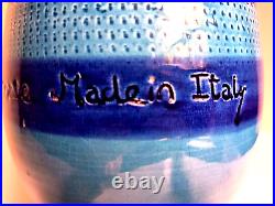 Vintage Modern Blue Bitossi Style Ceramiche Tadinate Italian Pottery Vase 15