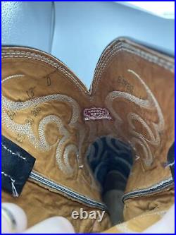 Vintage Nocona Style 84980 Leather Cowboy Boots Mens Size 13D Black Blue WithBox