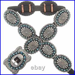 Vintage Old Pawn Style Native American Navajo XL Turquoise Silver Concho Belt