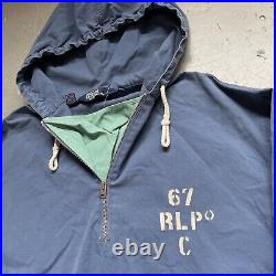 Vintage Polo Ralph Lauren Anorak Pullover Military Style Stencil Jacket 1/2 Zip
