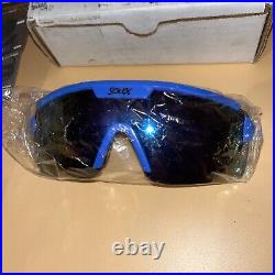 Vintage SOLEX Wrap Mirror Sunglasses Complete Set 80's 90's Style Blue Frame Ski