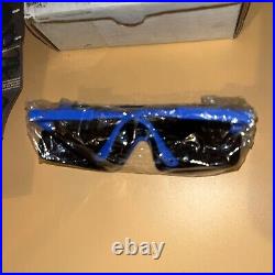 Vintage SOLEX Wrap Mirror Sunglasses Complete Set 80's 90's Style Blue Frame Ski