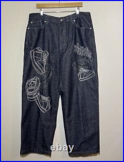 Vintage Southpole Baggy Embroidered Jeans 38 90s Y2K Skate Hip Hop JNCO Style