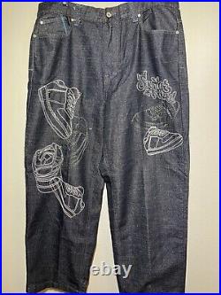 Vintage Southpole Baggy Embroidered Jeans 38 90s Y2K Skate Hip Hop JNCO Style