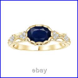 Vintage Style 1.0 Cts Oval Blue Sapphire Engagement Ring in 10k Yellow Gold