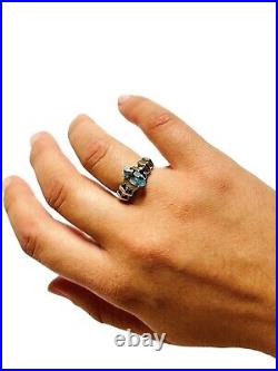 Vintage Style 2.2ctw Genuine Blue Topaz Marquise Ring, Solid 14k Gold Size 6