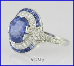 Vintage Style 3Ct Created Blue Sapphire Antique Women Ring 14K White Gold Finish