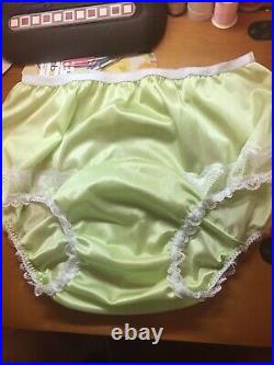 Vintage Style 4 Pr Nylon Hipster PANTIE Long Wide Double GUSSET WHITE LACE INSET