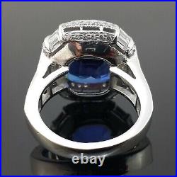 Vintage Style Blue Cushion Shape Lab Created Sapphire Women Jewelry Ring In 925