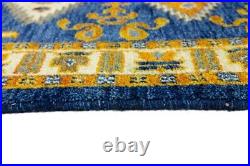 Vintage Style Blue Geometric 3X8 Kazak Oriental Runner Rug Kitchen Decor Carpet