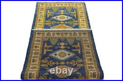 Vintage Style Blue Geometric 3X8 Kazak Oriental Runner Rug Kitchen Decor Carpet