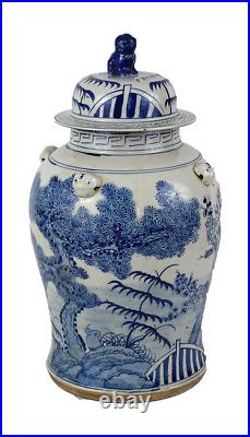Vintage Style Blue and White Porcealin Temple Jar 20 Plants