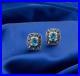 Vintage Style Gemstone Blue Topaz Cufflinks Groom Sterling Silver Men's Jewelry