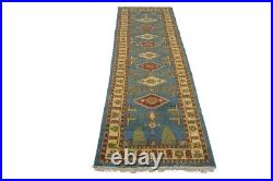 Vintage Style Geometric 2'8X9'5 Kazak Oriental Runner Rug Wool Hallway Carpet