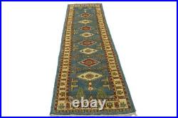 Vintage Style Geometric 2'8X9'5 Kazak Oriental Runner Rug Wool Hallway Carpet