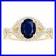 Vintage Style Oval Blue Sapphire Split Shank Women Ring in 10k Yellow Gold