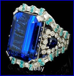 Vintage Style Rectangle Dark Blue Lab Created Sapphire Women's Collection Ring