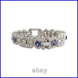 Vintage Style with Oval Cut Blue Lab Created Sapphire Special Occasion Bracelet