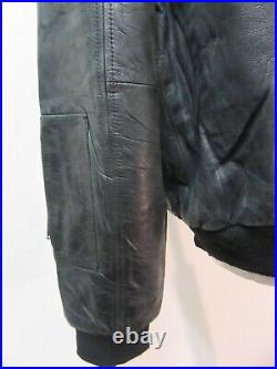 Vintage Timberland Blue Ma-1 Style Leather Bomber Flight Jacket Size L