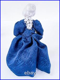 Vintage Victorian Style Older Woman with Blue Dress Miniature Porcelain Doll
