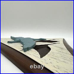 Vintage Wall Hanging 1970s Burwood Blue Geese Birds Brown Decor Wood Plastic USA