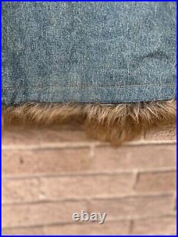 Vintage Y2K Mixit Shaggy Penny Lane Style Denim Faux Fur Jacket Coat Women's S