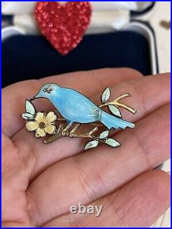 Vintage brooch bird Victorian Style Blue Enamel Bird For Your Collection so cute