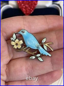 Vintage brooch bird Victorian Style Blue Enamel Bird For Your Collection so cute