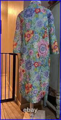 Vtg Stella Fagin Kimono Style Lounge Gown House Coat Robe 60's Floral Womens SP