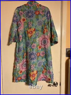 Vtg Stella Fagin Kimono Style Lounge Gown House Coat Robe 60's Floral Womens SP