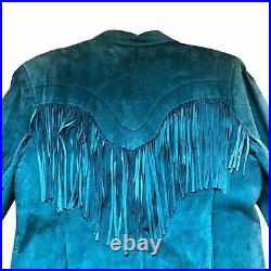 Women American Western Vintage Cowgirl Style Suede Leather Fringe Jacket